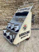 A Regent Havoline garage forecourt oil can trolley, unusually still retaining the mechanism for