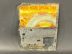 An early mirror with advertising for Wood Milne Special Tyres, 6 x 8".