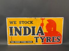 An India Tyres rectangular enamel sign in superb condition, 24 x 12".