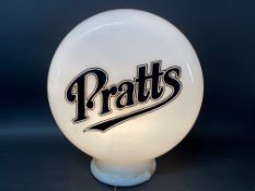 A Not For Resale glass petrol pump globe, rebranded as Pratts.