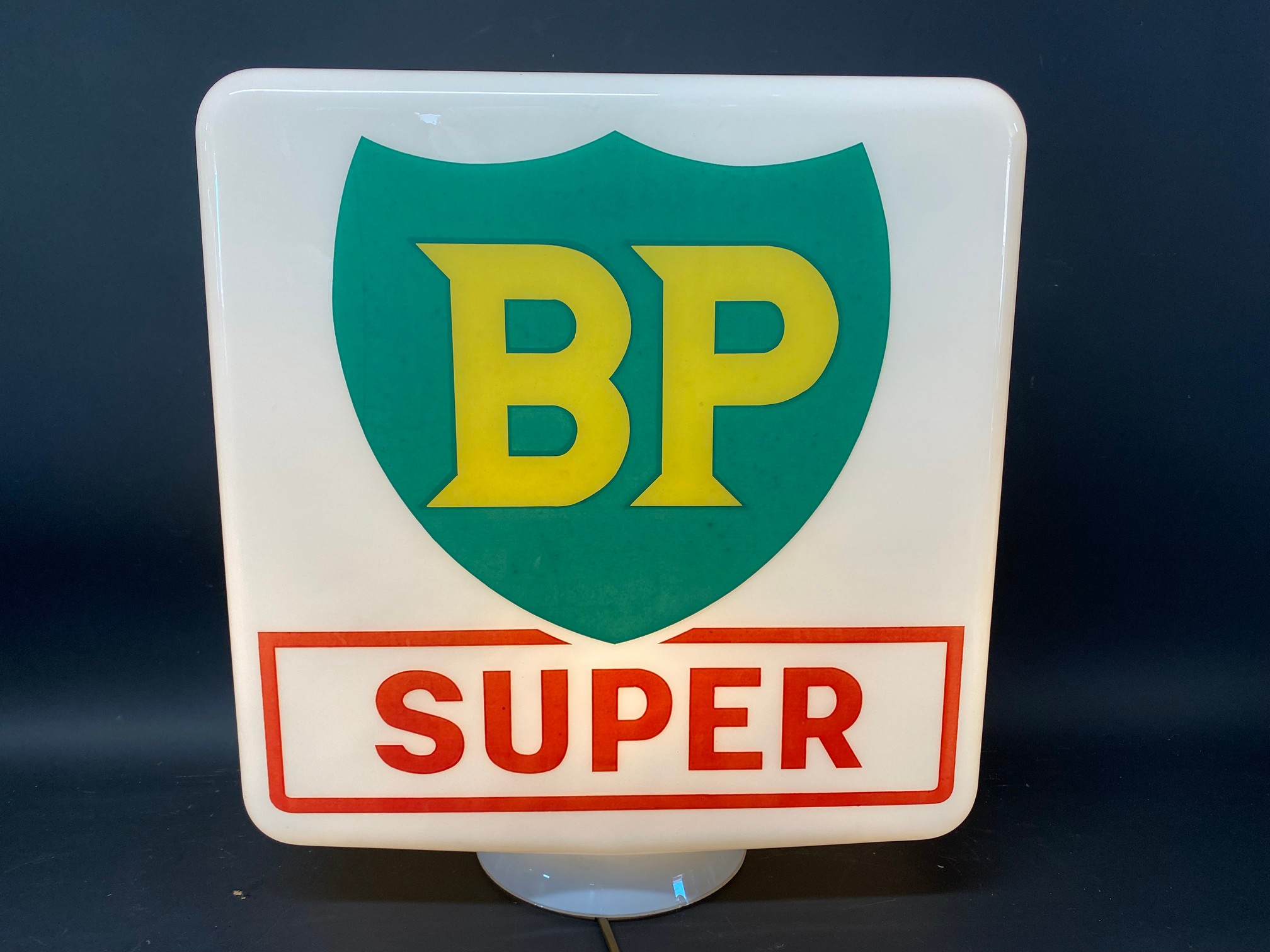 A BP Super glass petrol pump globe by Hailware, fully stamped underneath, excellent condition.