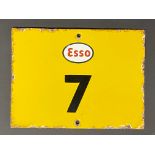 A small Esso '7' enamel sign, possibly a bulk fuel tank marker, 8 x 6".