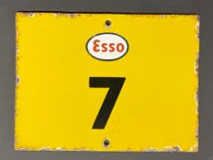 A small Esso '7' enamel sign, possibly a bulk fuel tank marker, 8 x 6".