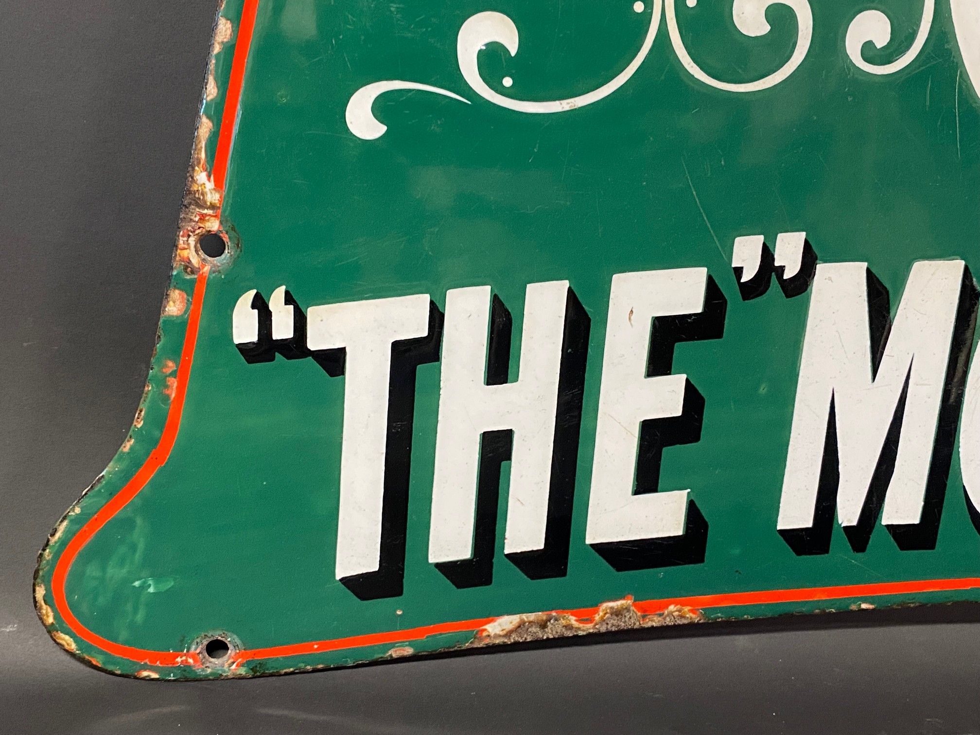 A very rare Engelbert's 'The' Motor Oils shaped double sided enamel sign with an image of a can to - Image 7 of 13