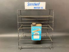 A Speedwell counter top point of sale rack with advertising sign to the pediment, also containing