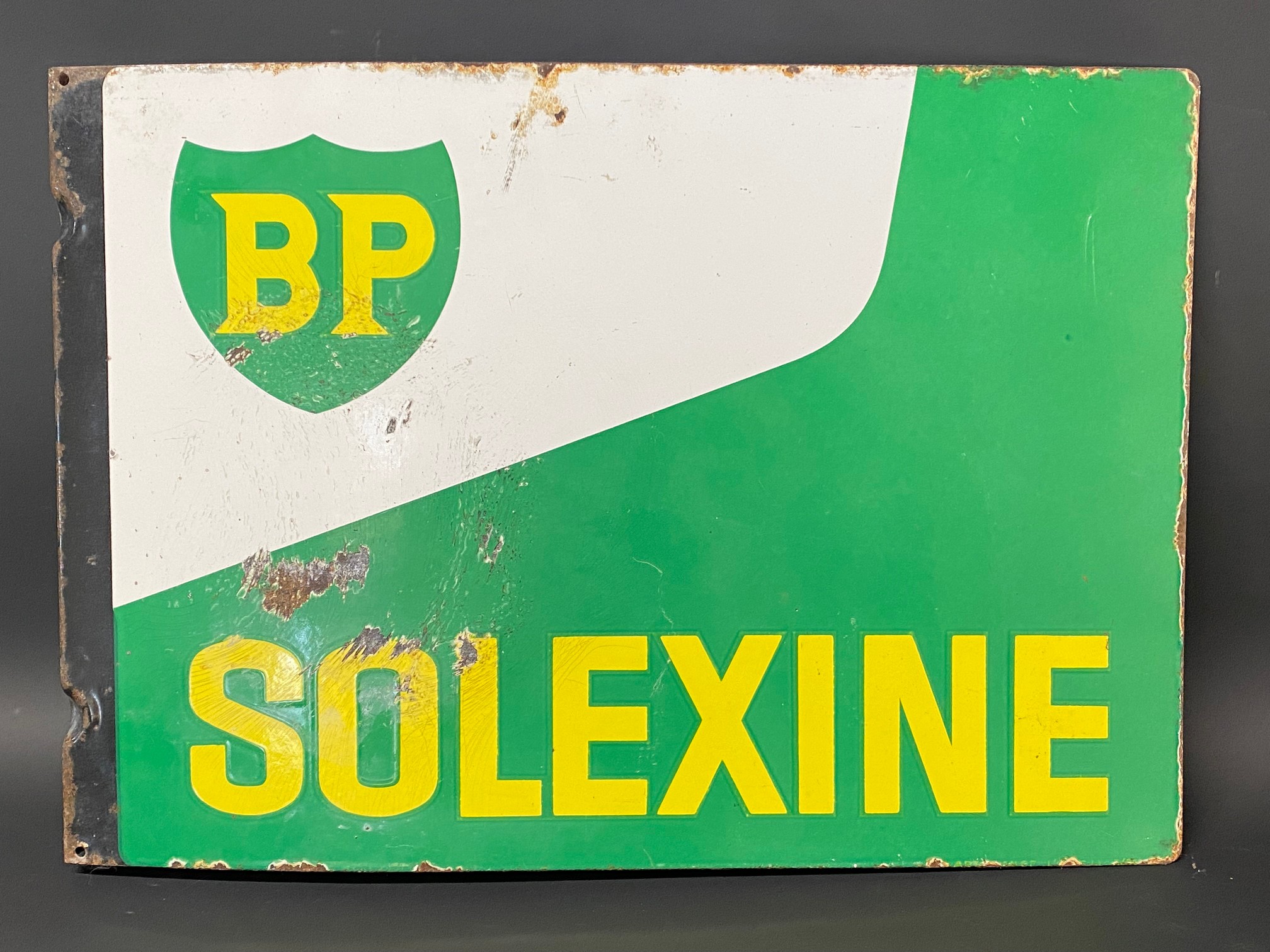A BP Solexine double sided enamel sign with hanging flange, 23 x 16". - Image 2 of 2