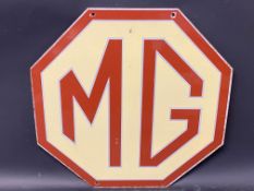 An MG octagonal enamel sign in superb condition, 16 x 16".