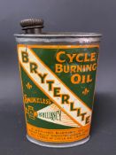 A Bryterlite Cycle Burning Oil oval can in excellent condition.