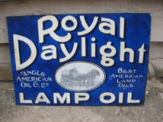 An Anglo-American Oil Co. Royal Daylight Lamp Oil enamel sign, restored, 21 x 14.5".
