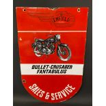 A Royal Enfield Bullet/Crusader Sales and Service double sided enamel sign, 16 x 25".
