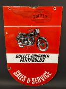 A Royal Enfield Bullet/Crusader Sales and Service double sided enamel sign, 16 x 25".