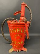 A Shell Gear Oil garage forecourt greaser, with original decals.