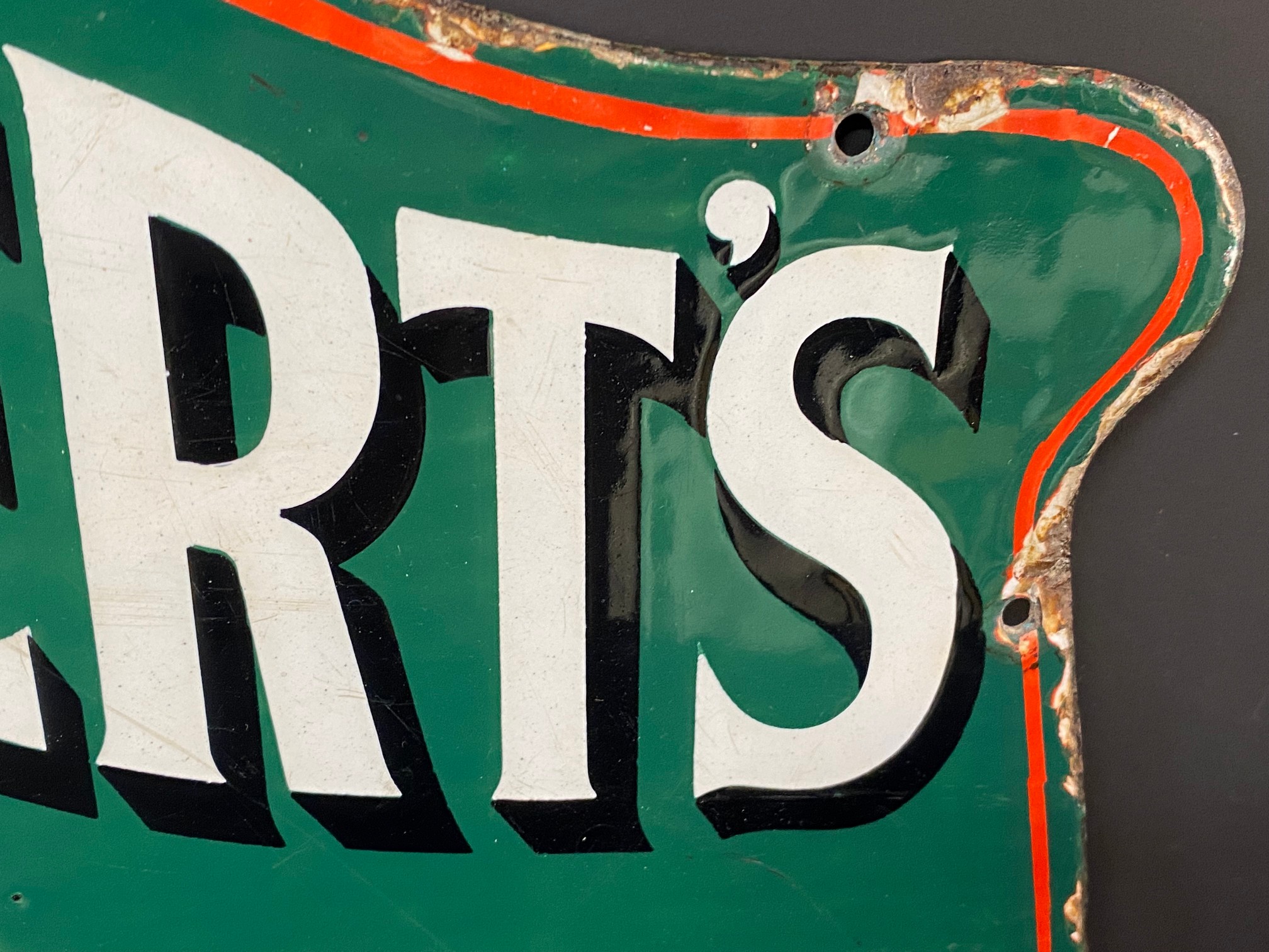 A very rare Engelbert's 'The' Motor Oils shaped double sided enamel sign with an image of a can to - Image 4 of 13