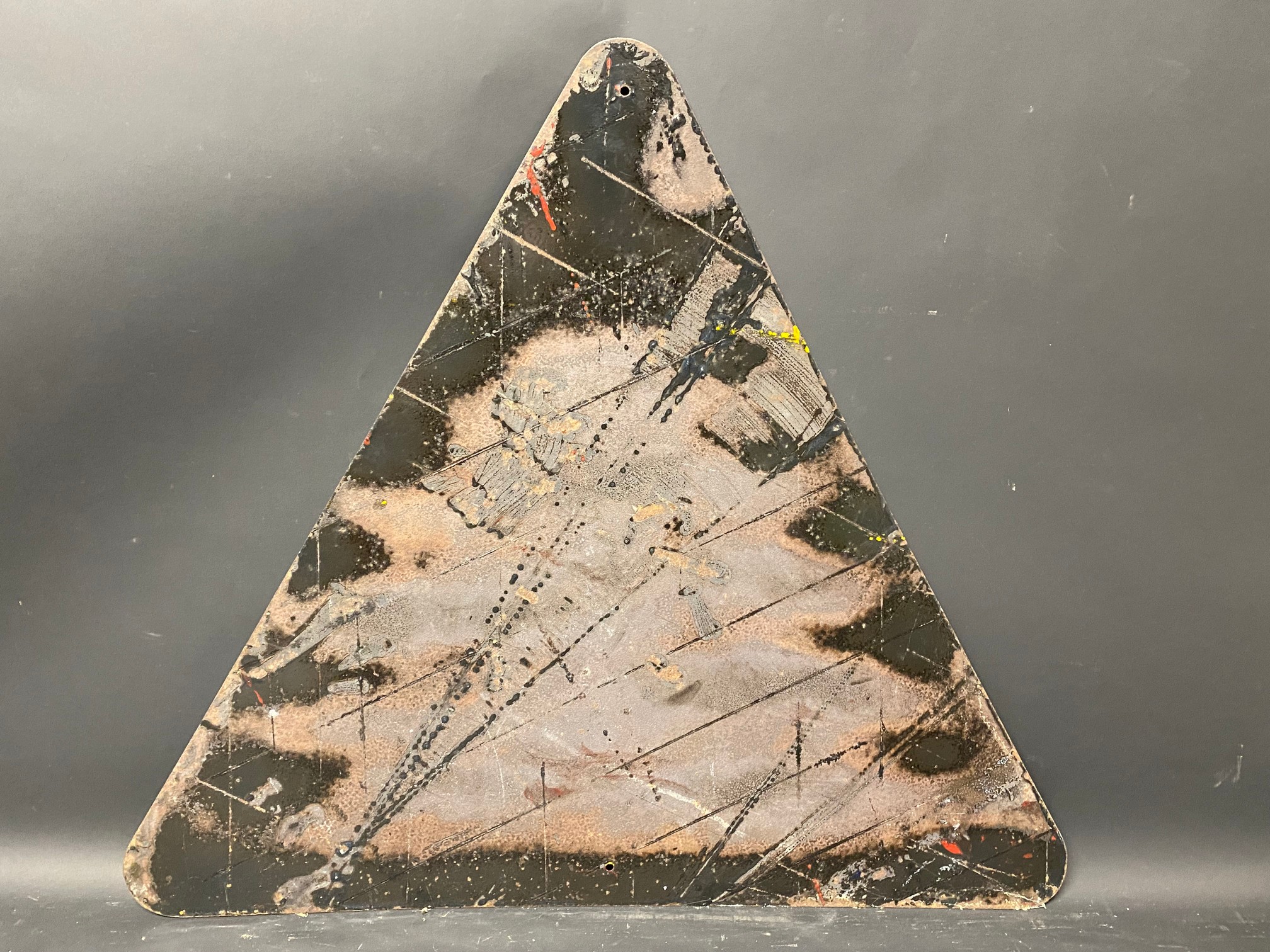 A European enamel triangular road sign, 27 1/2 x 24 1/2". - Image 2 of 2