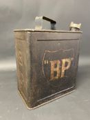 A BP two gallon petrol can with original shield-shaped decal to the sides, made by Henry Grant,