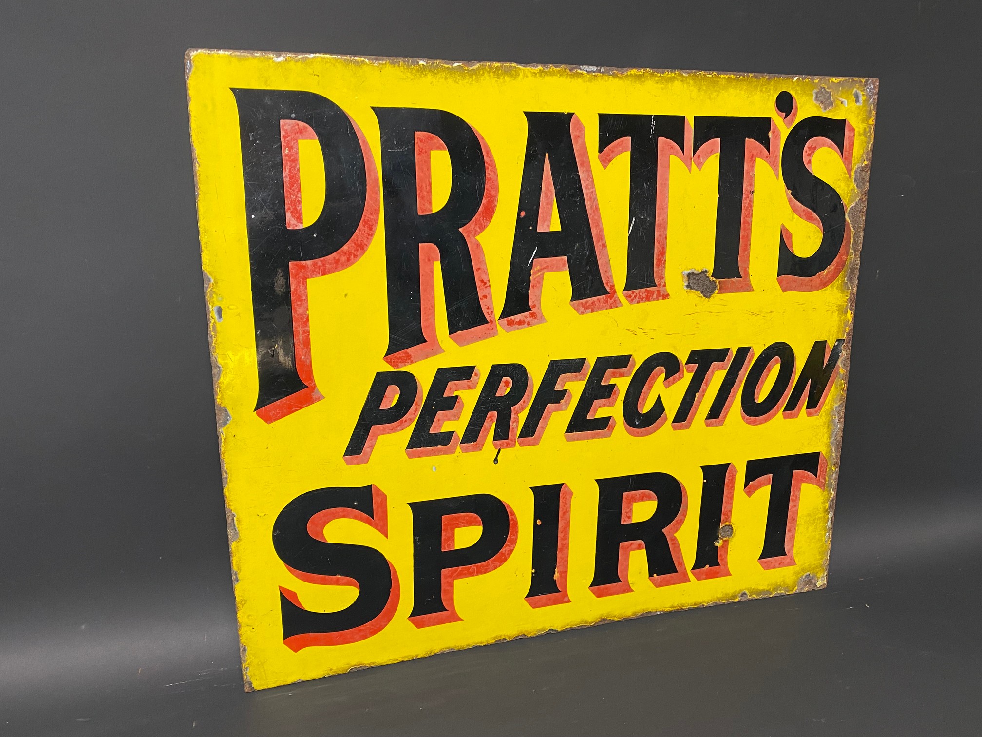 A Pratt's Perfection Spirit double sided enamel sign by Protector, lacking hanging flange, 21 x - Image 5 of 5