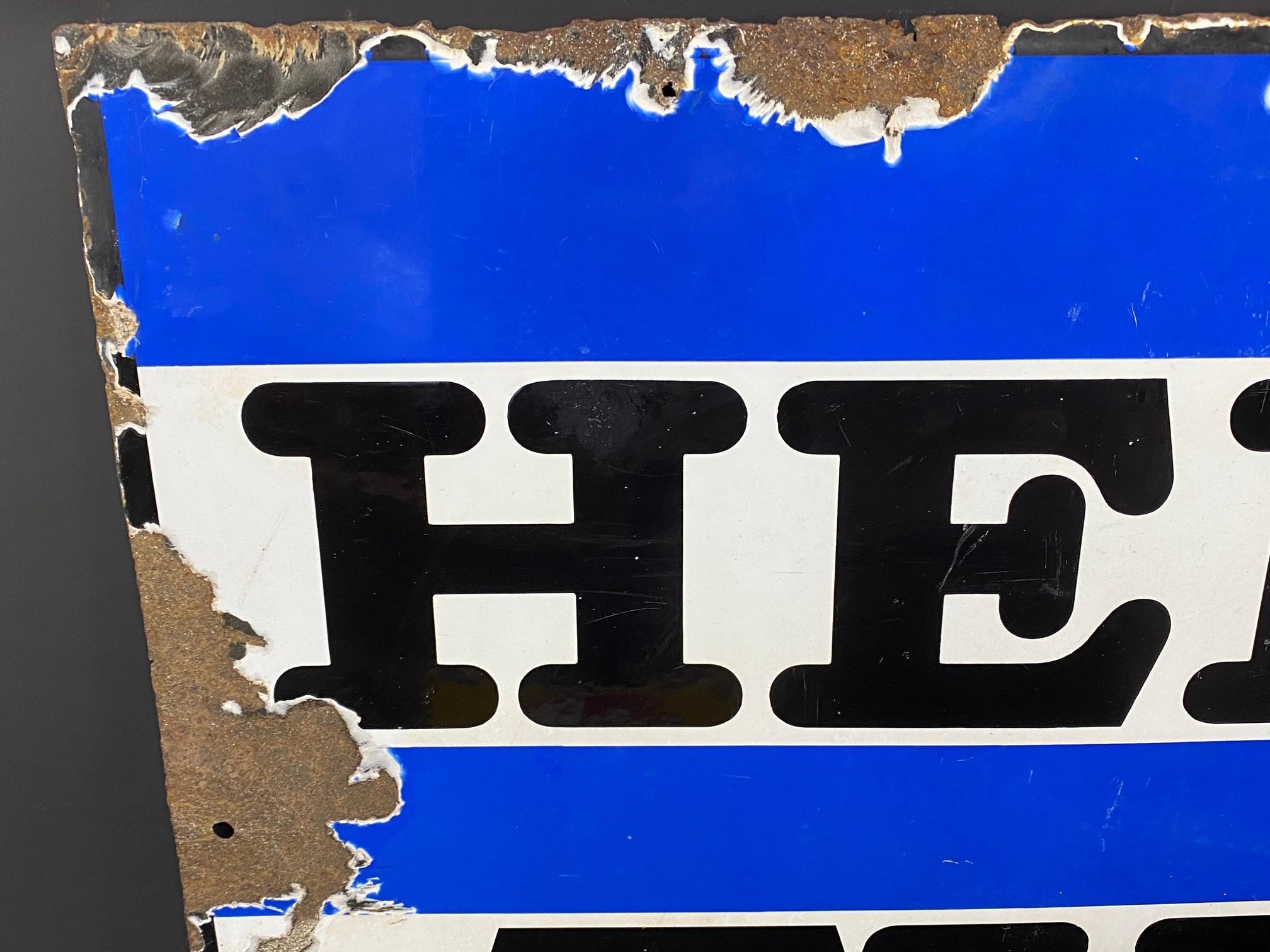 A Henley Tyres enamel sign, unusually still retaining pediment, 39 x 24". - Image 4 of 7