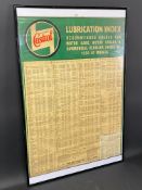 A Wakefield Castrol Lubrication Index chart, set within a modern frame for display, 24 1/2 x 36 1/