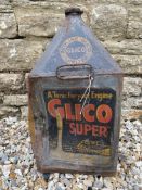 A Redline-Glico five gallon pyramid can.