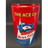 A Miller & Son Ltd 'The Ace of Motor Oils' five gallon drum of bright colour and design, depicting a