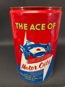 A Miller & Son Ltd 'The Ace of Motor Oils' five gallon drum of bright colour and design, depicting a