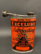 An Excelube Lubricating Oil oval can in good condition.