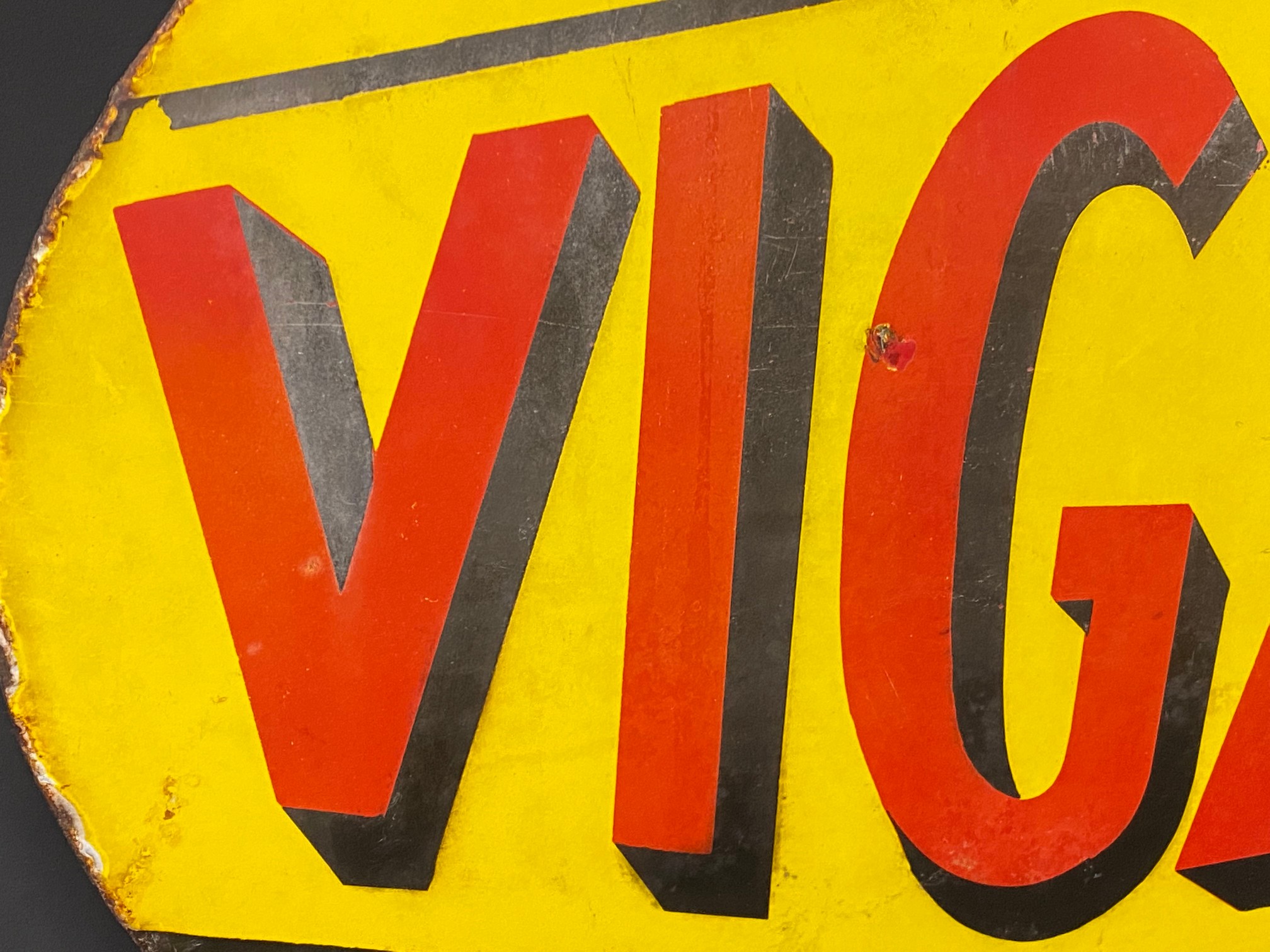 A Vigzol Oils oval double sided enamel sign in good condition, 24 x 18". - Image 6 of 7