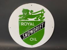 A Royal Snowdrift Oil circular oil cabinet enamel sign in excellent condition, 12" diameter.