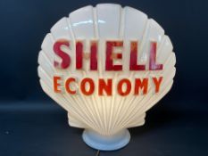 A Shell Economy glass petrol pump globe by Hailware.