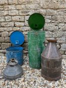 Two cased weights and measures canisters, one five gallon and a one litre example.