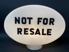 An Esso Not For Resale oval glass petrol pump globe by Hailware.