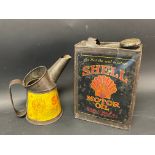 An early Shell Motor Oil half gallon can and a Shell pint measure.