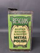 A Besglos Liquid Metal Polish gallon can.