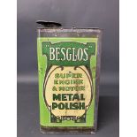 A Besglos Liquid Metal Polish gallon can.