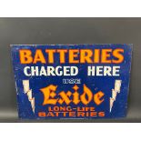 An Exide Batteries tin advertising sign of bright design and colour, 25 x 17 3/4".