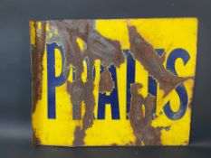 A Pratts double sided enamel sign with hanging flange, 22 x 18".
