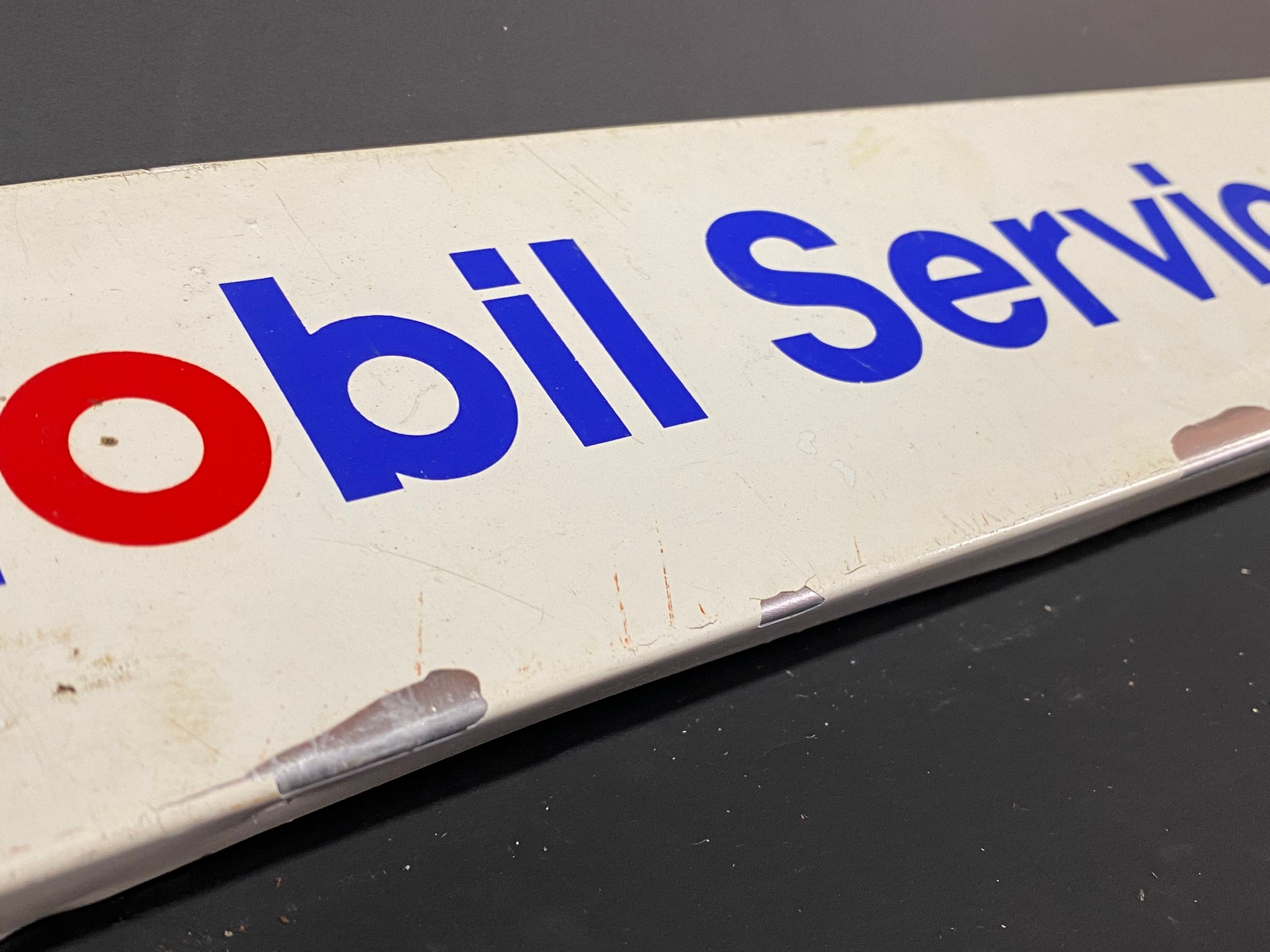 A Mobil Service Data tin pediment sign, 18 x 3". - Image 3 of 5