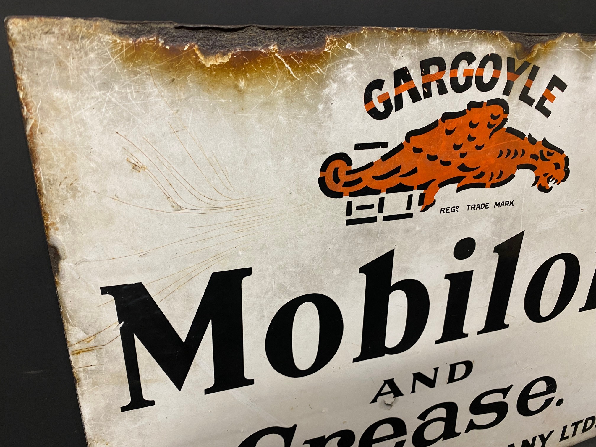 A Gargoyle Mobiloil and Grease double sided enamel sign with hanging flange, 20 x 16". - Image 4 of 5