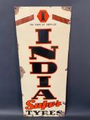 An India Tyres narrow enamel sign, 12 x 30".