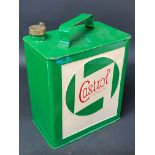 A Castrol Motor Oil two gallon petrol can with a plain brass cap.