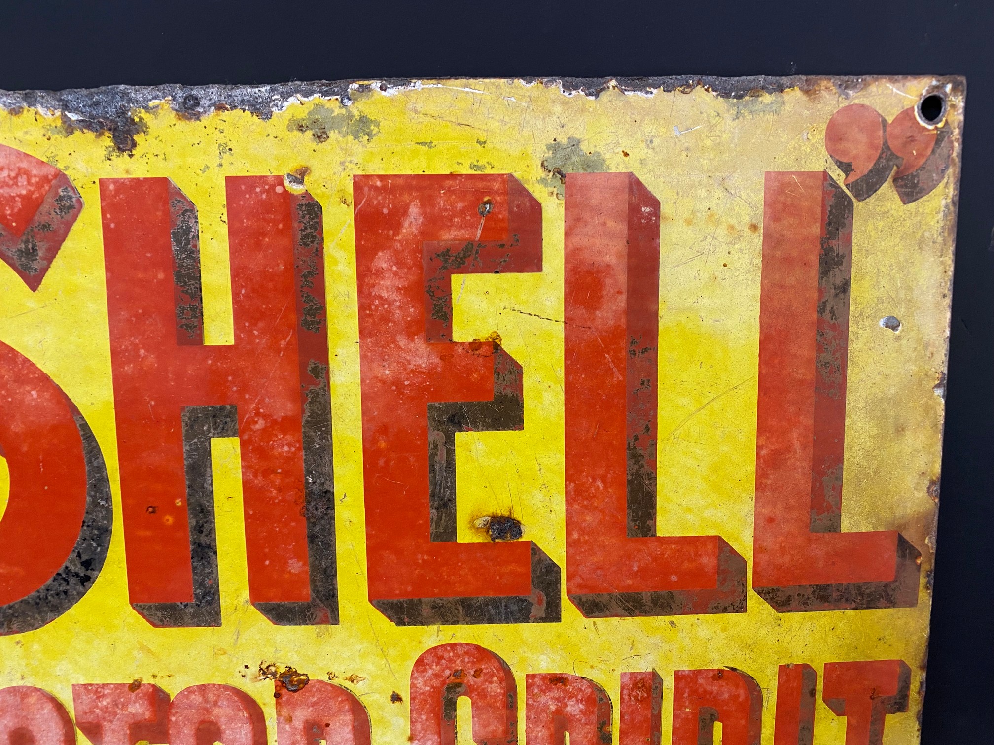 An early Shell Motor Spirit double sided enamel sign with clam motif, made by Willing & Co. Ltd, - Image 4 of 5