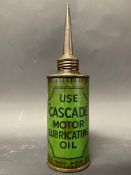 A Cascade Motor Lubricating Oil cylindrical can with oiling spout.