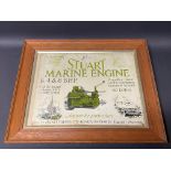 A very rare pictorial showcard advertising Stuart Marine Engines, 24 1/4 x 20 1/4".