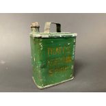 A miniature perfume tin in the shape of a Pratt's Perfection Spirit two gallon petrol can.