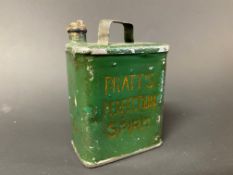 A miniature perfume tin in the shape of a Pratt's Perfection Spirit two gallon petrol can.