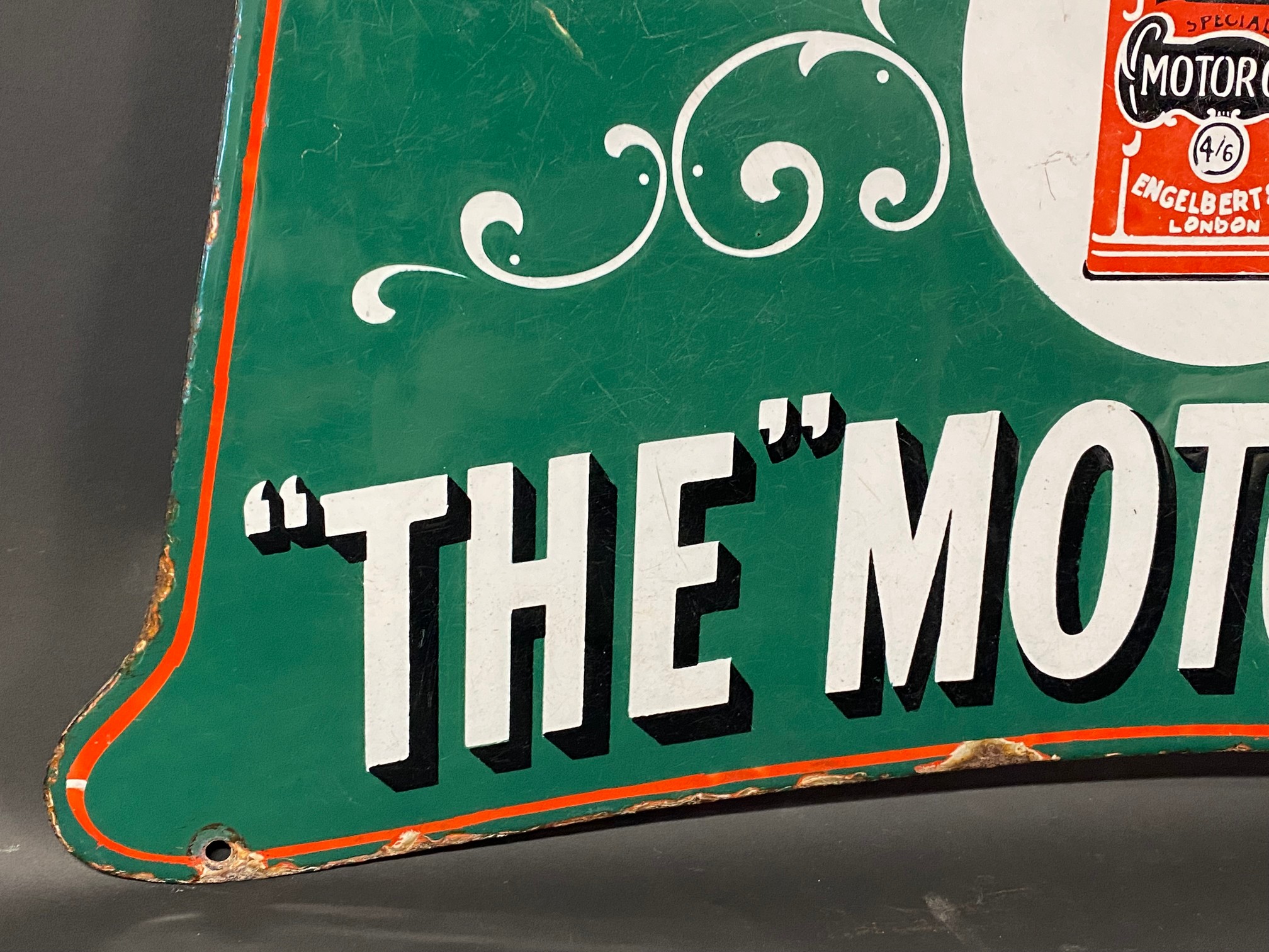 A very rare Engelbert's 'The' Motor Oils shaped double sided enamel sign with an image of a can to - Image 13 of 13