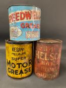 A Kerry Super Motor Grease 7lb tin, a Thelson 7lb grease tin and a Speedwell grease tin, lacking