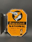 A National Benzole Mixture double sided enamel petrol pump brand tag.