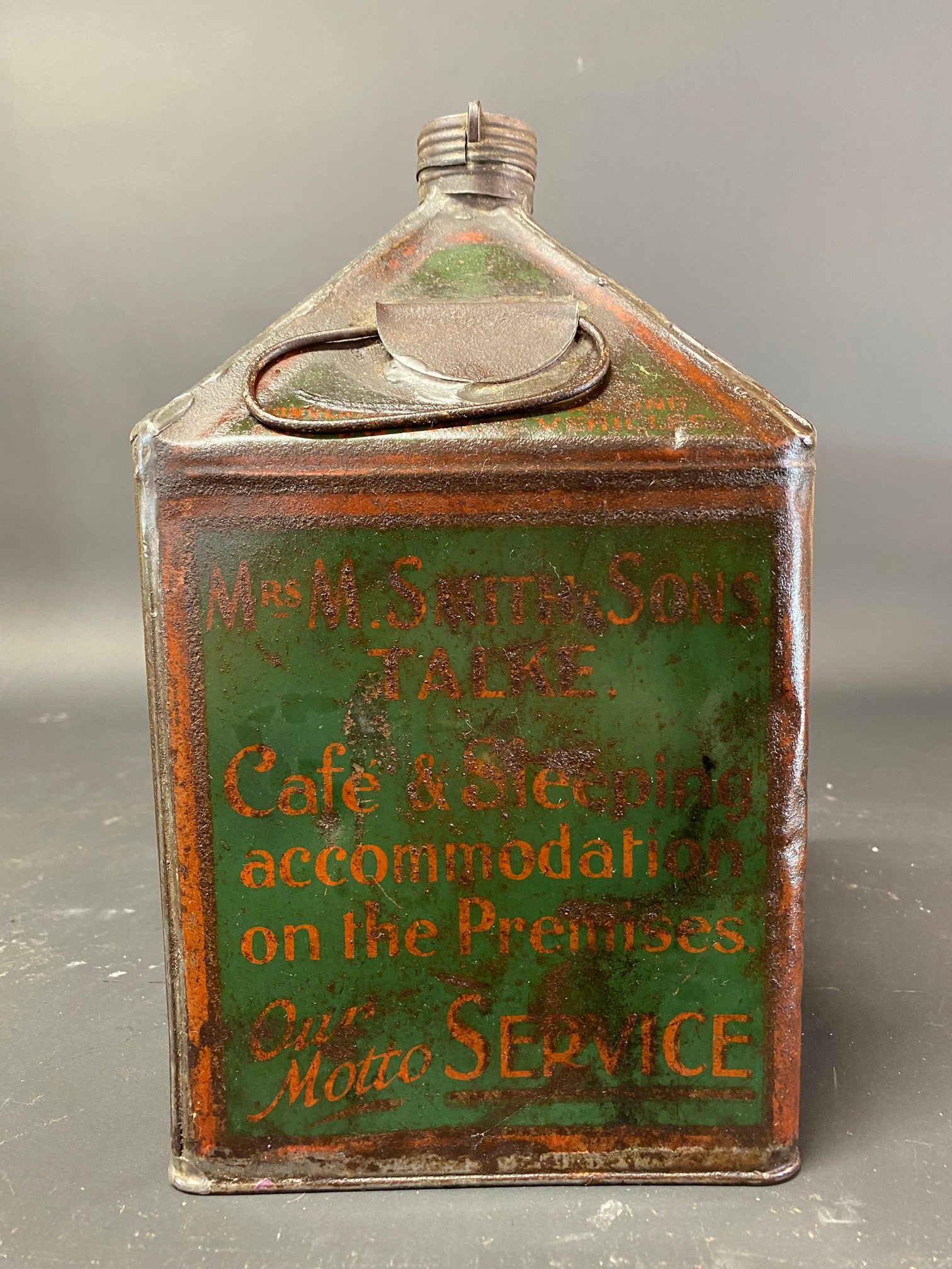 A Mrs M Smith & Sons of Talke Garage, Talke, Stoke on Trent Lubricating Oil gallon pyramid can. - Image 2 of 6