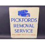 A Pickfords Removal Service enamel sign with an image of a removal lorry to the top, excellent